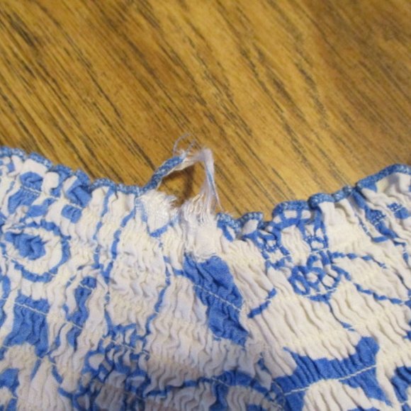 Bundle 3 for $15 - Smocked Hawaiian Dress - Blue and White Floral Print - Picture 4 of 4